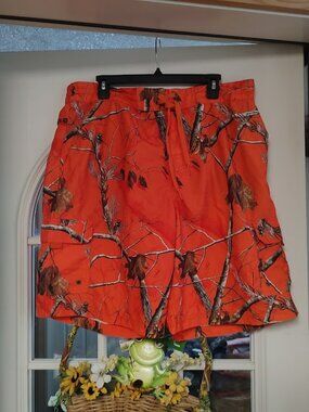 New Cabela's Real Tree Orange Inseam 10 Inches Swim Shorts Size Men's XL